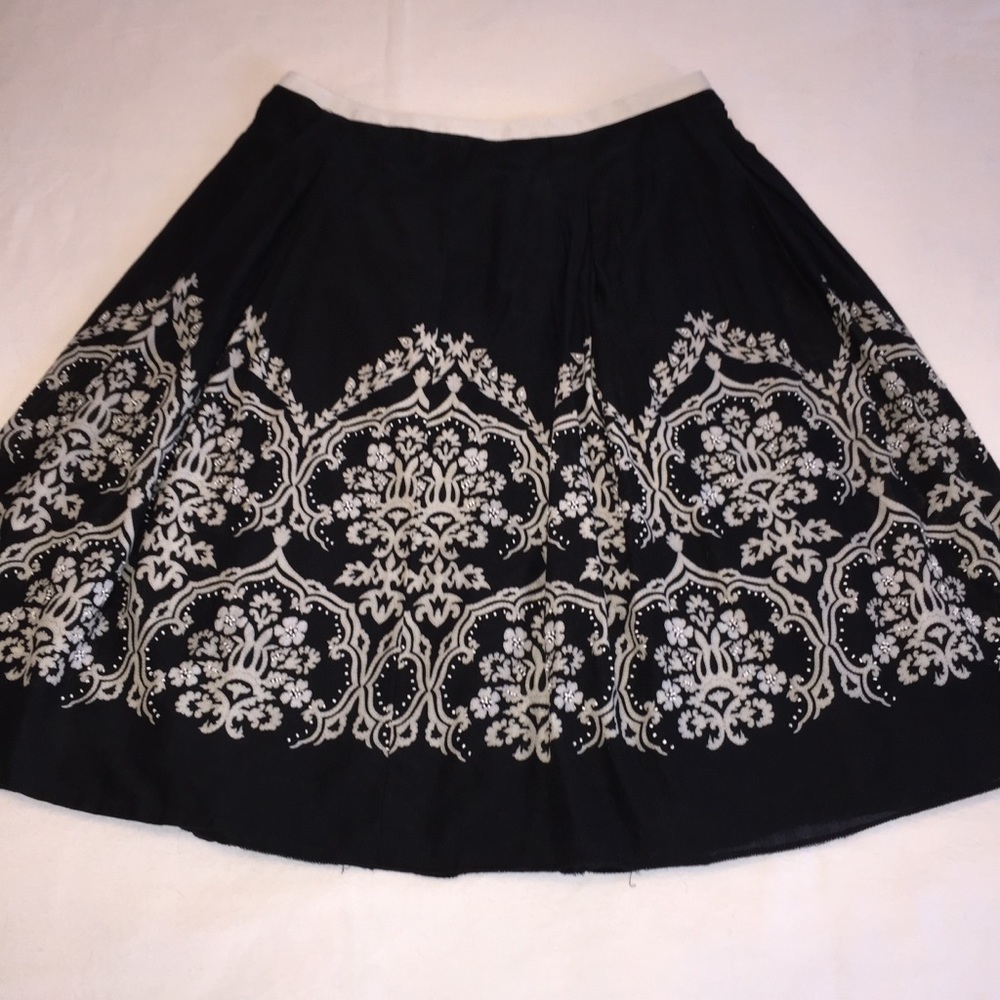 Anne Taylor Loft Cotton Beaded Skirt